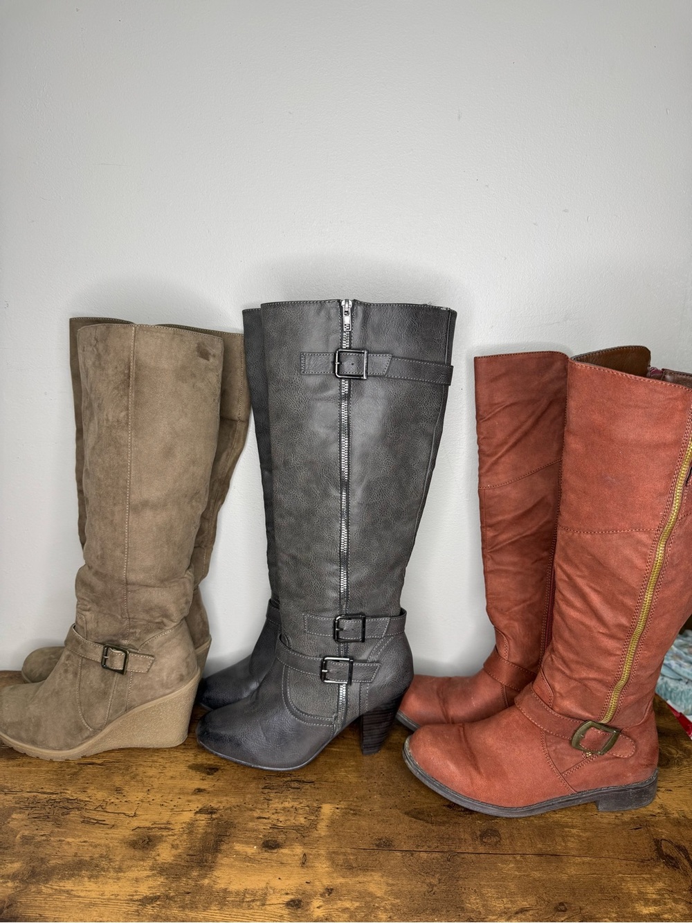 Lot of 3 JustFab Women's Knee High Boots Size 7 Wide